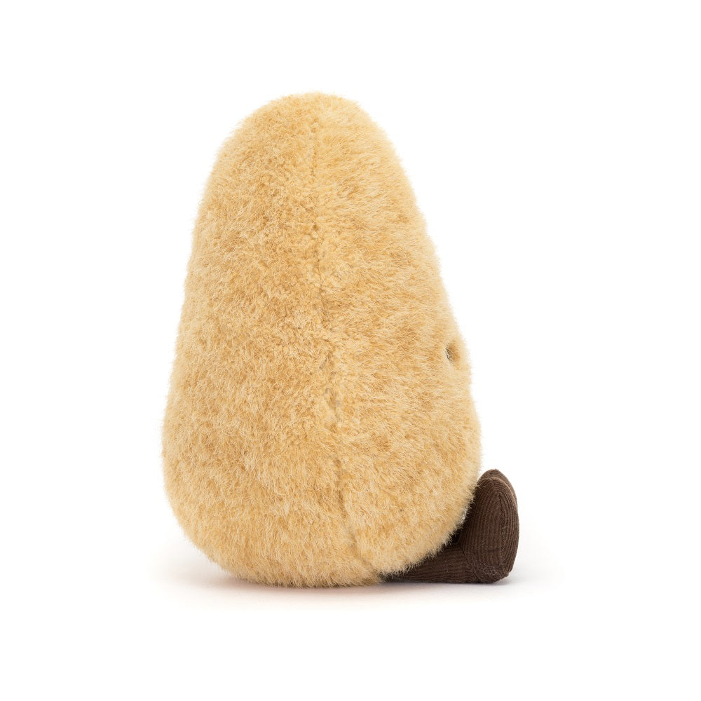 Tan, furry, potato-shaped plush toy with brown legs.