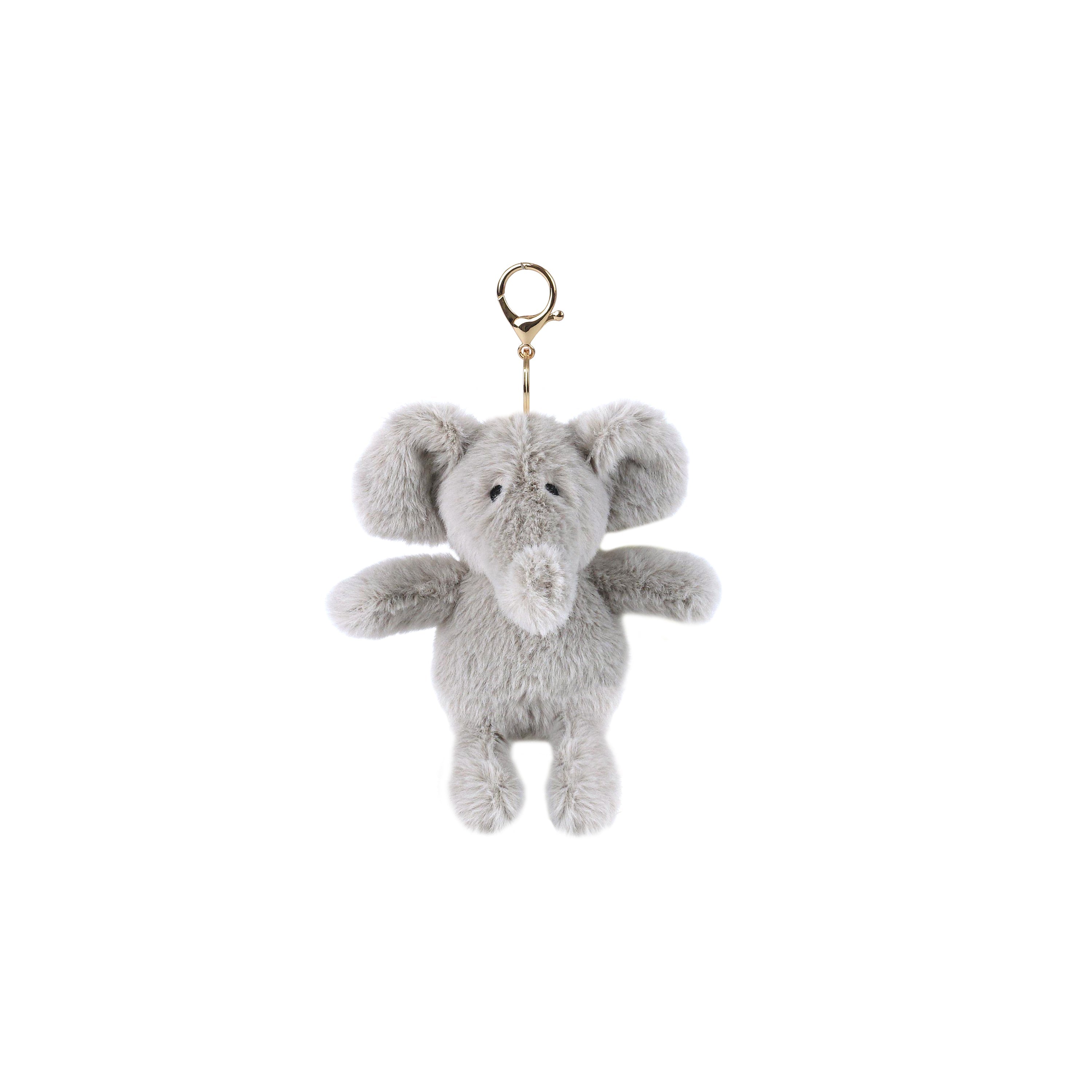 Plush elephant keychain on a white background
