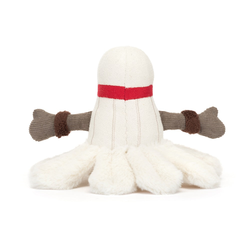 Plush badminton shuttlecock toy.