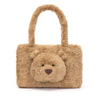 Brown plush teddy bear tote bag.