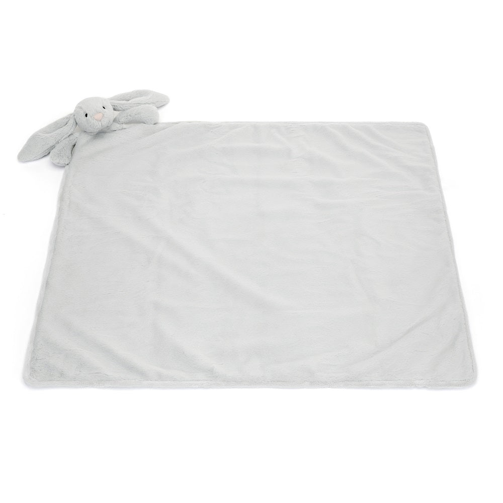 Gray bunny lovey blanket.