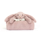 Pink plush bunny with bow.