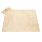 Tan plush bunny lovey blanket.