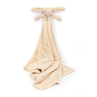 Beige bunny-shaped plush comforter.