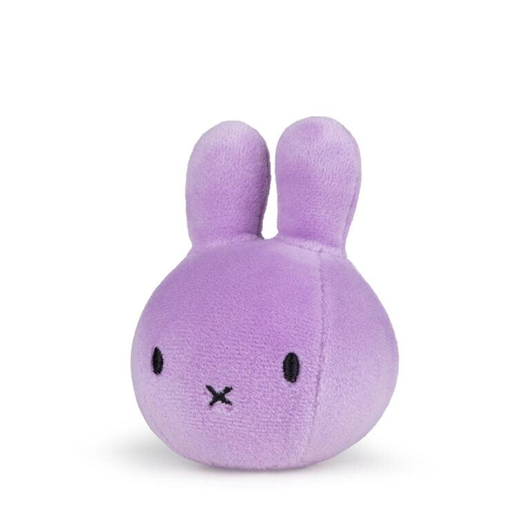 Purple Miffy plush with stitched eyes and mouth.