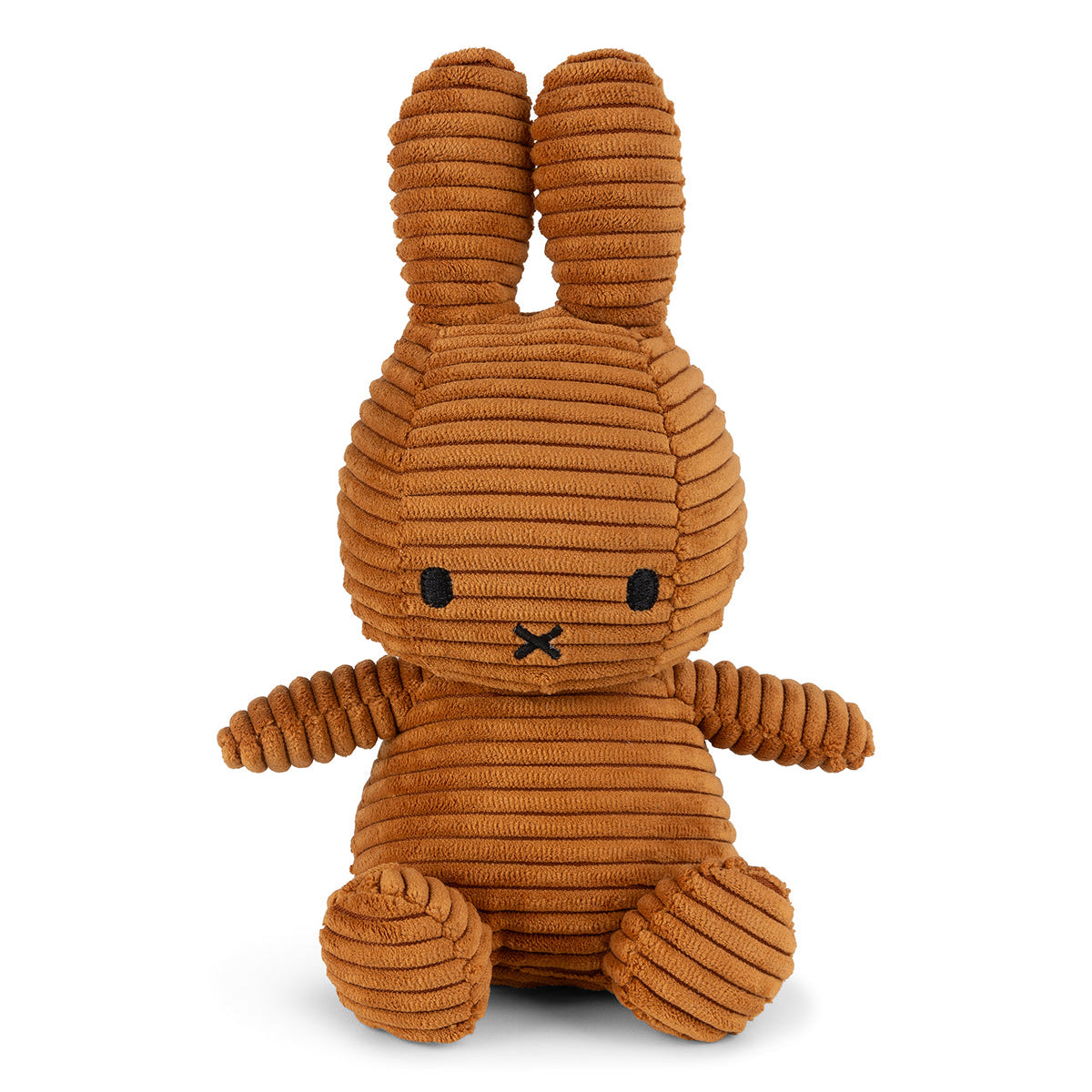 Brown corduroy Miffy plush doll sitting.