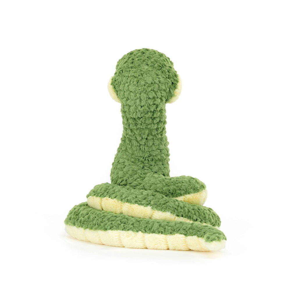 Stuffed green and cream snake.