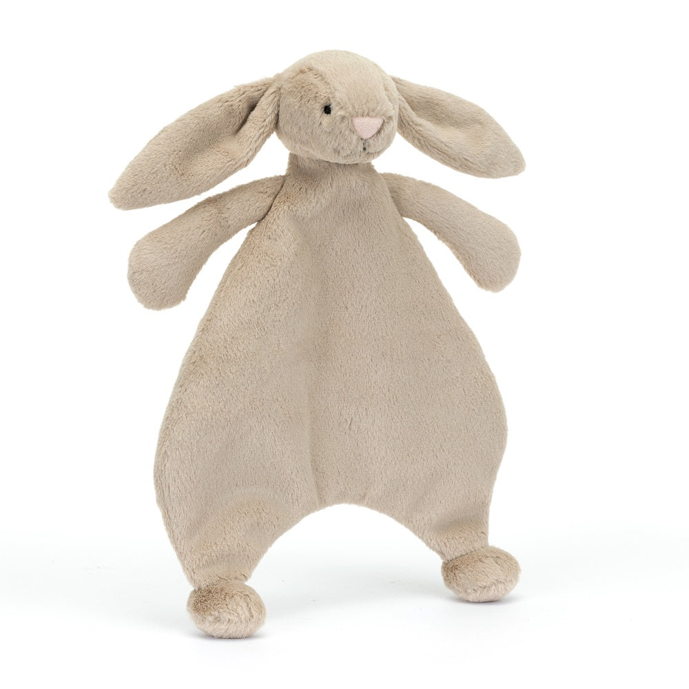 Beige plush bunny toy with floppy ears.