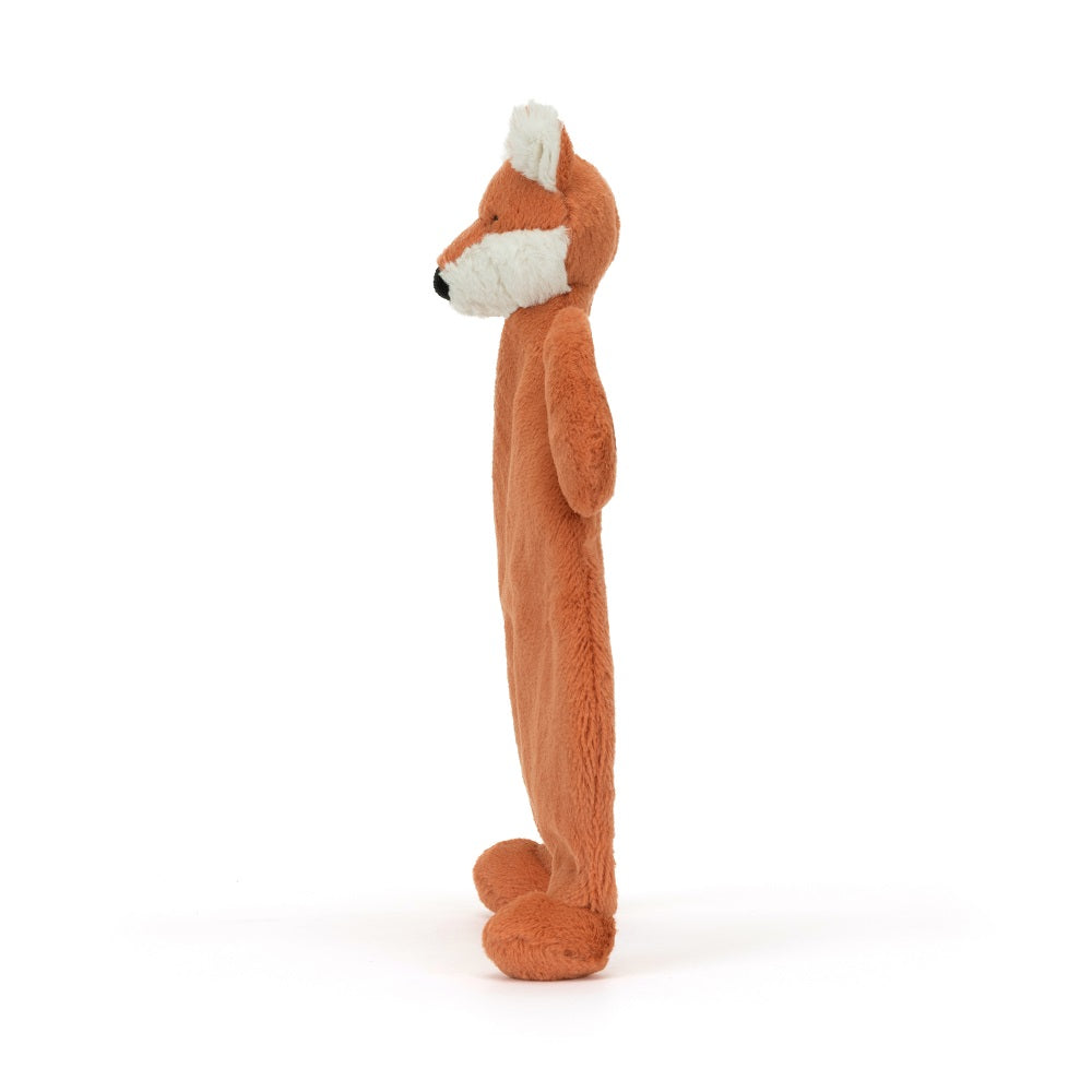 Stuffed fox plush toy, orange and white.