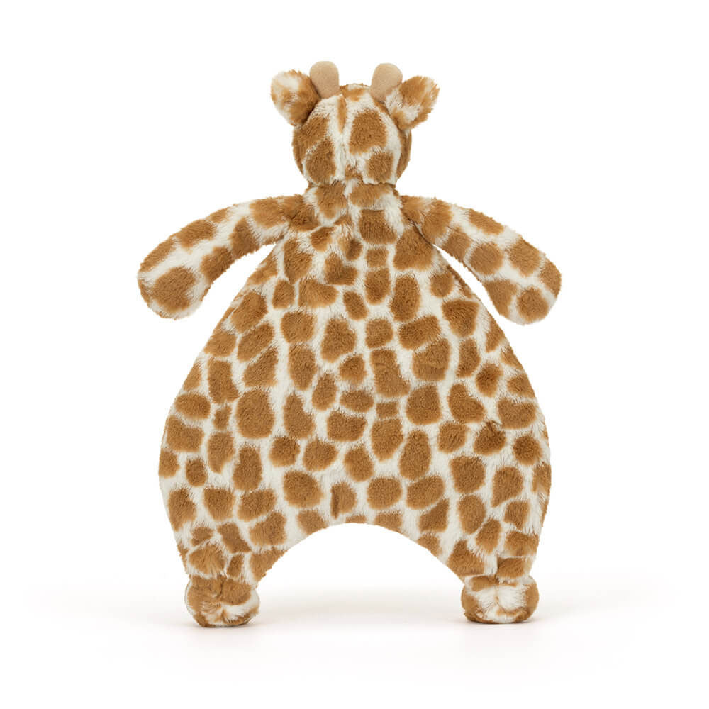 Tan and white spotted giraffe plush lovey.