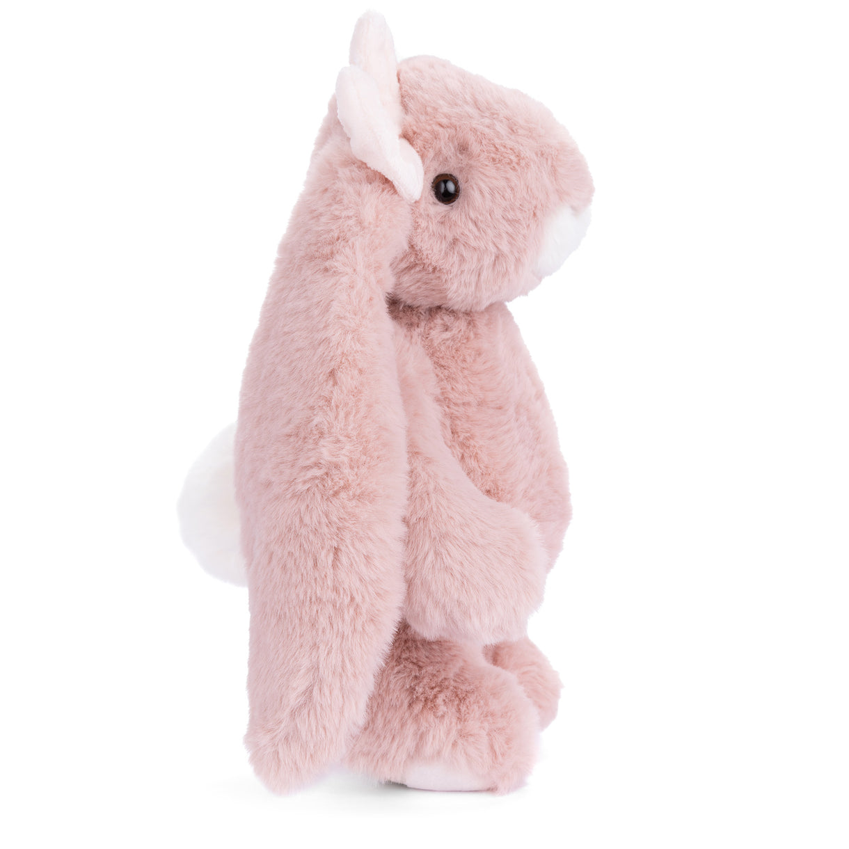 Plush toy elephant with pink color on a white background