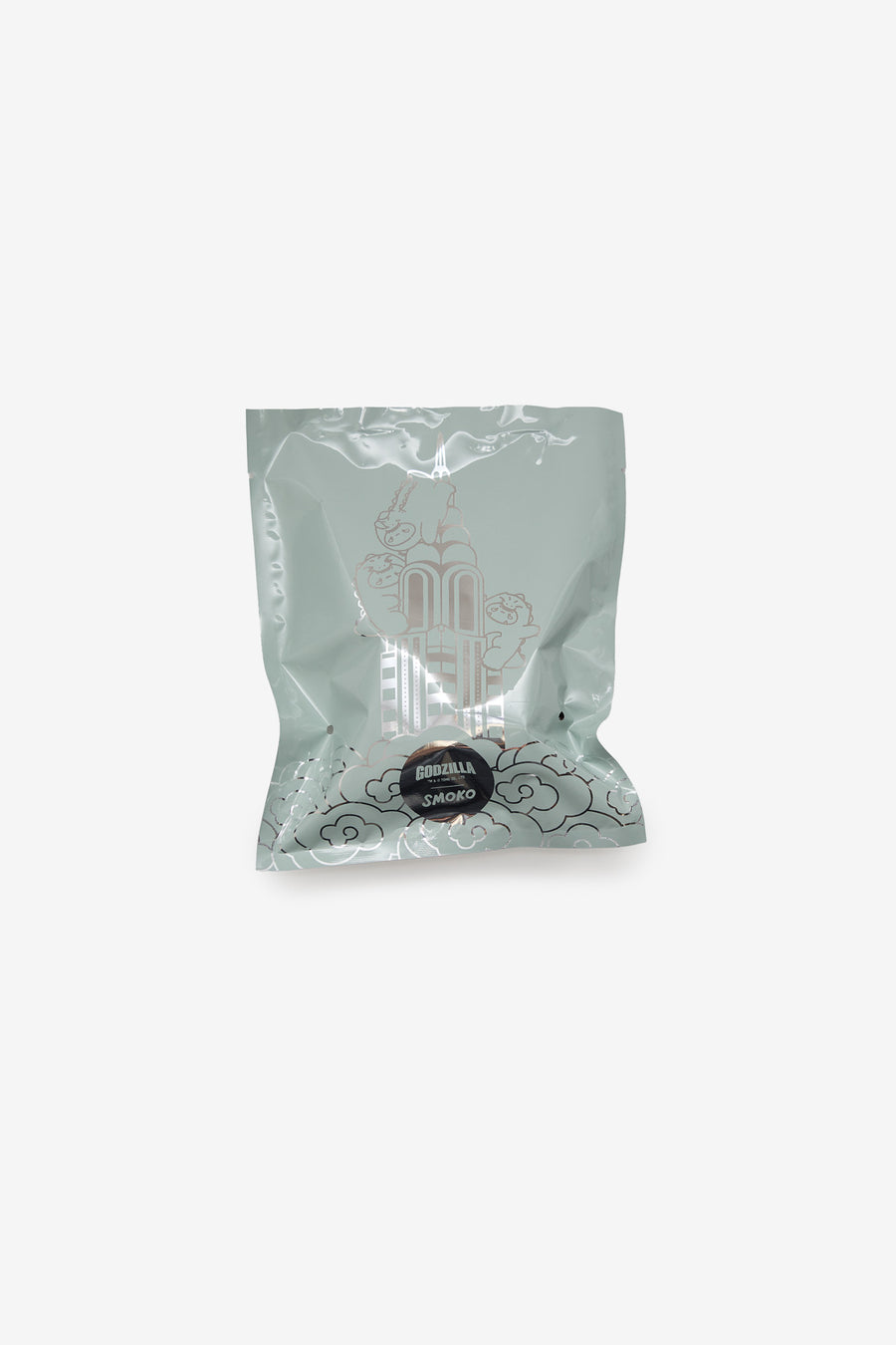 Clear plastic bag with printed text on a white background