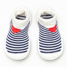 Two striped baby shoes.