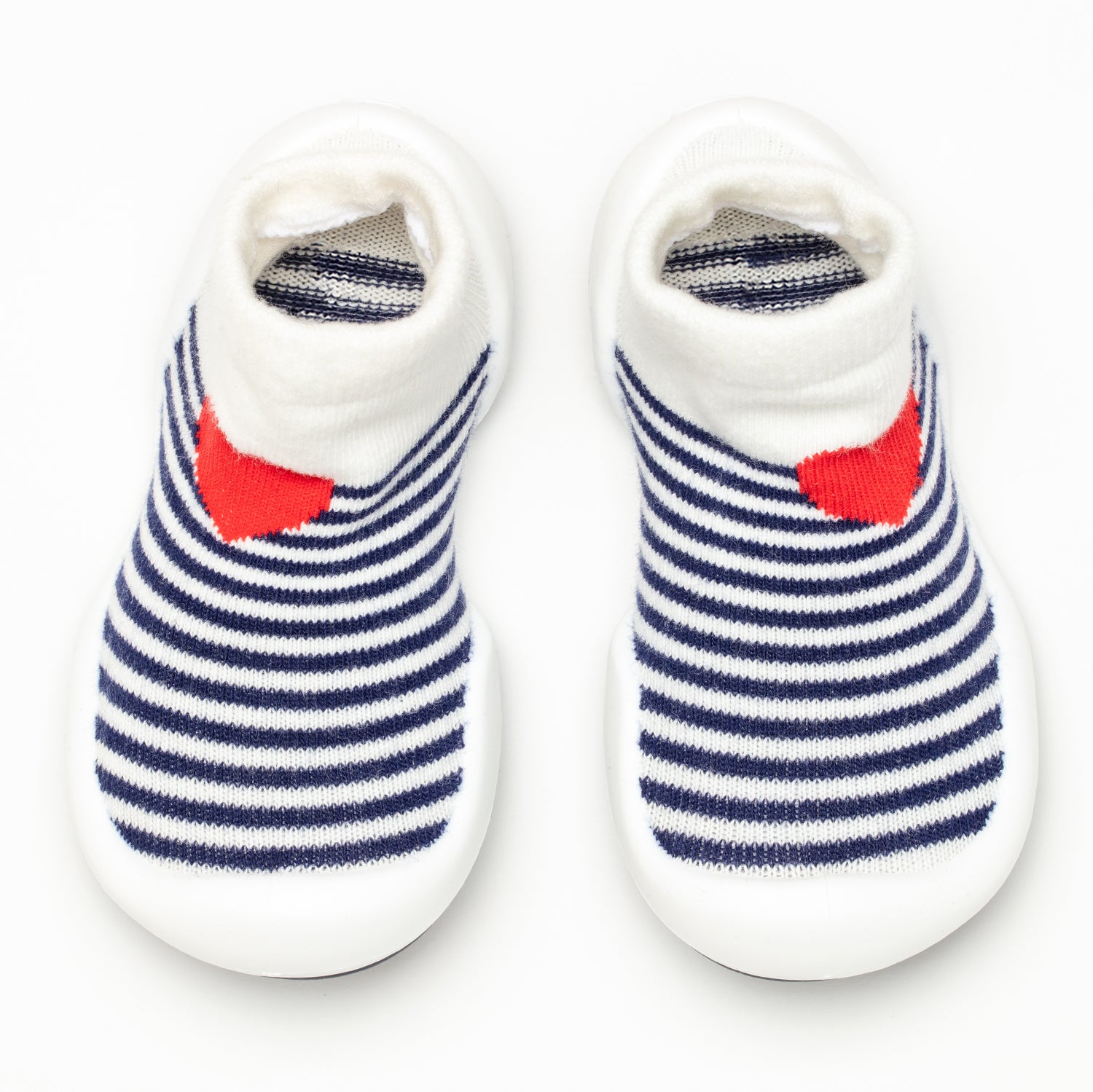 Two striped baby shoes.