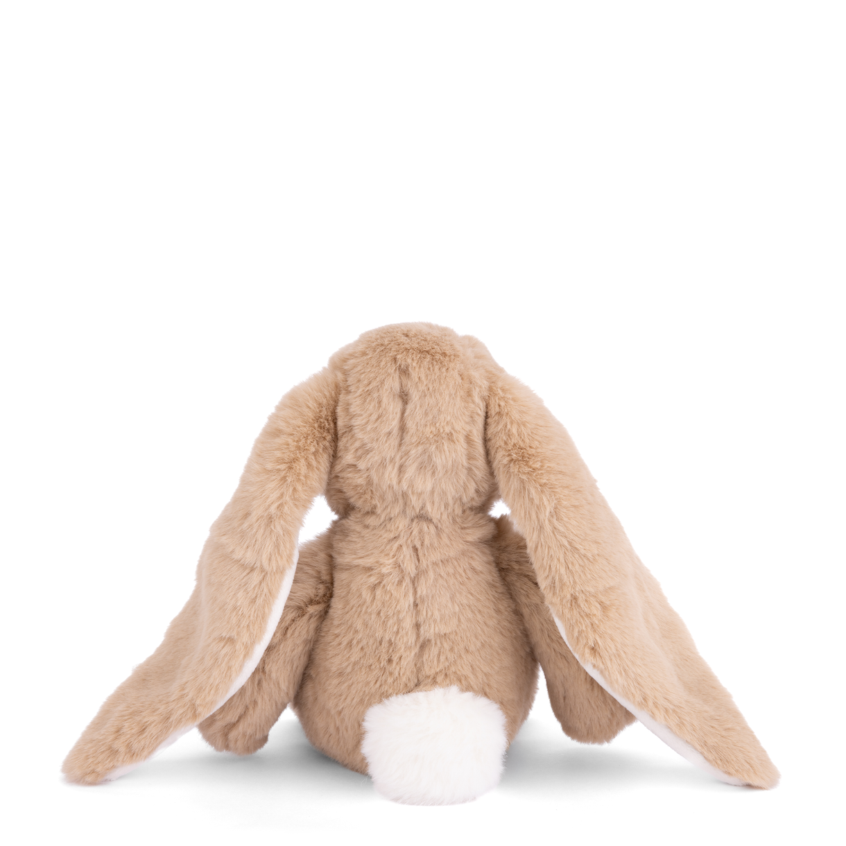 Brown plush bunny toy on a white background