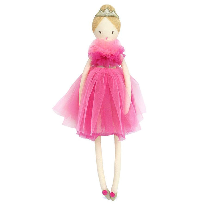 Doll with a pink dress and a gold crown.