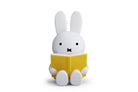 White Miffy rabbit lamp reading a yellow book.
