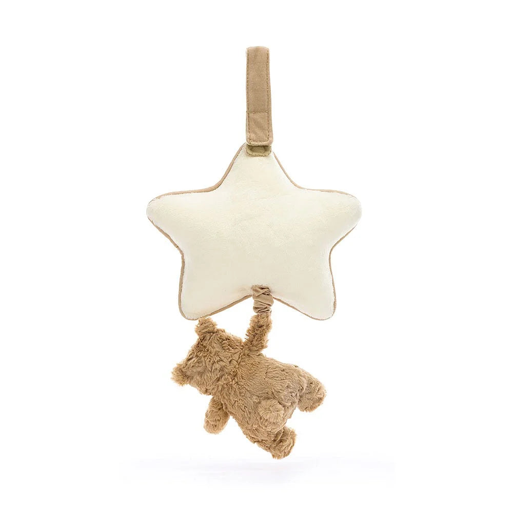 Stuffed star and bear baby mobile.