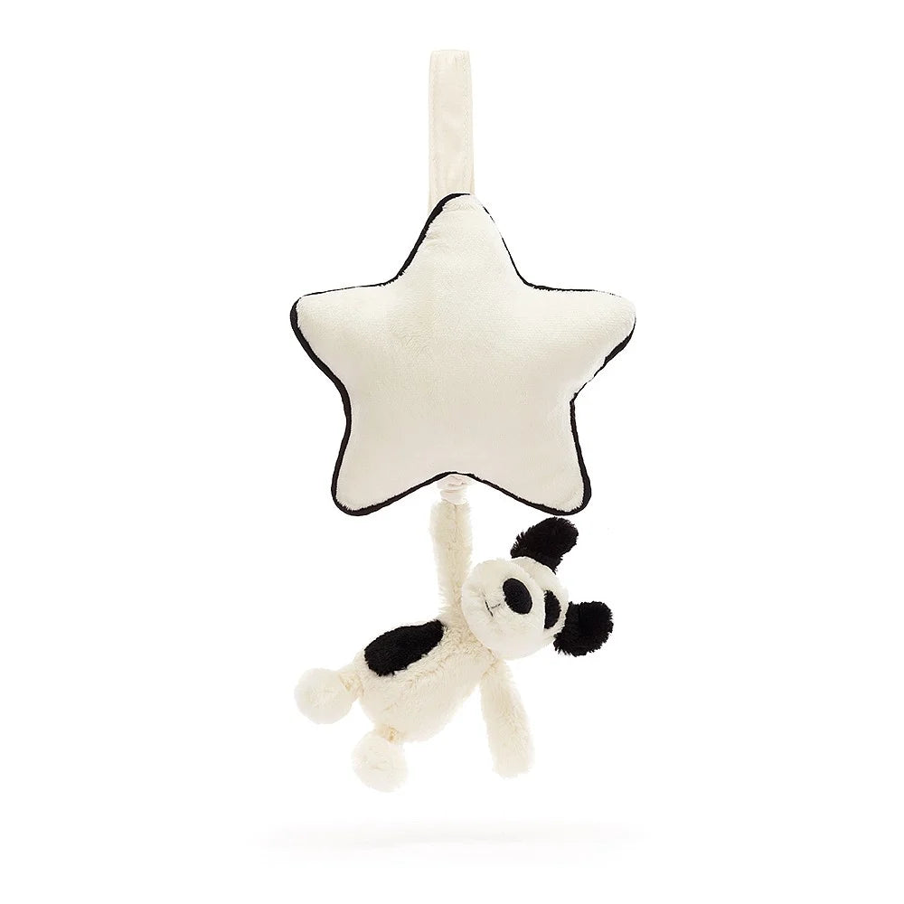 Hanging baby mobile with star and panda bear.