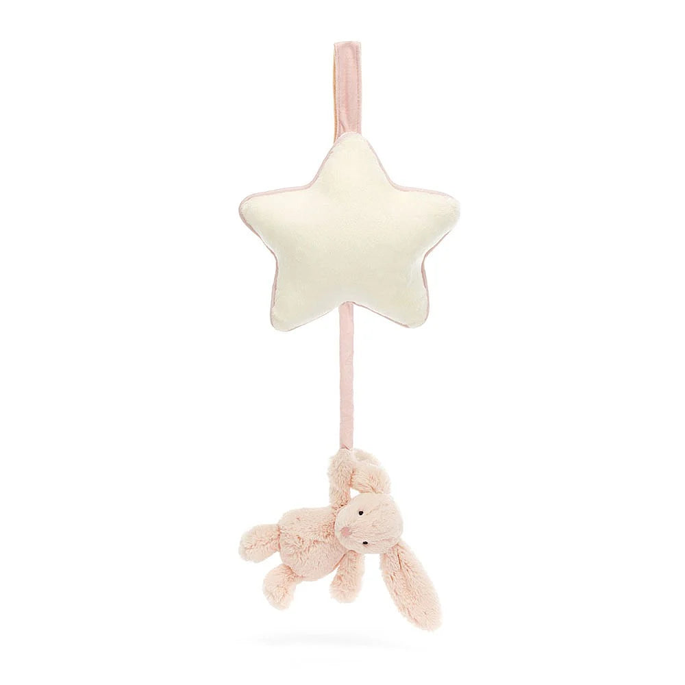 Hanging baby mobile toy with a star and bunny.