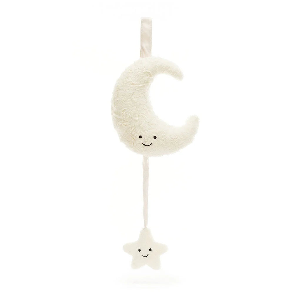 Stuffed plush moon and star mobile.