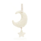 White plush moon and star baby mobile toy.