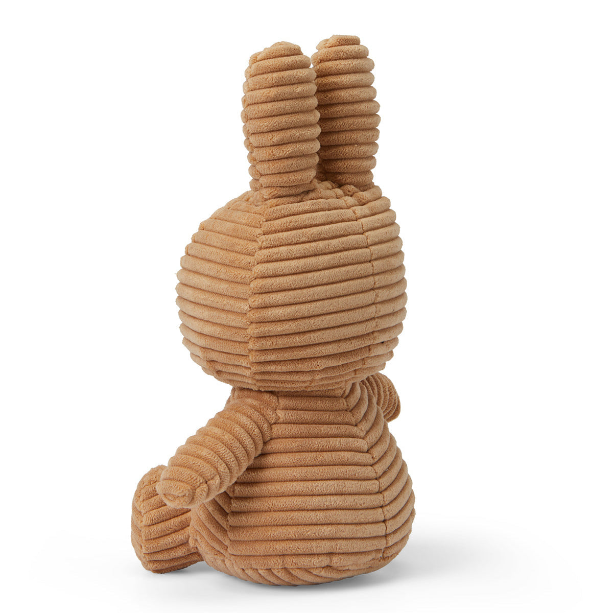Corduroy stuffed rabbit toy, viewed from behind.