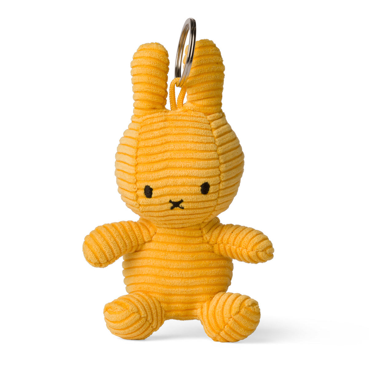 Yellow corduroy Miffy bunny plush toy keychain.