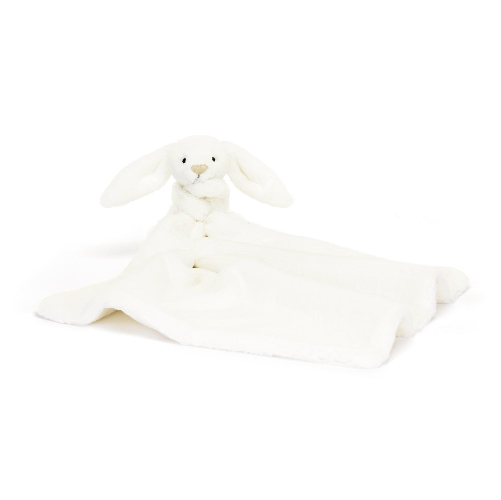 White bunny plush comfort blanket.