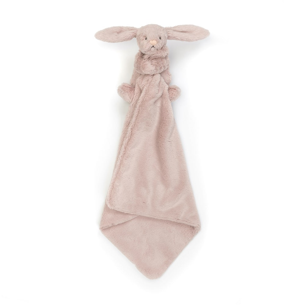 Pink bunny plush security blanket.