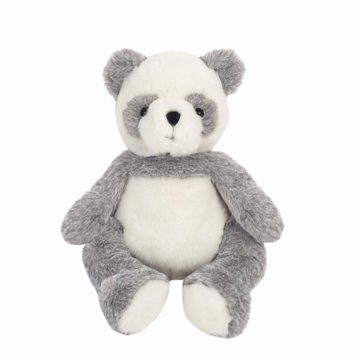 Gray and white plush panda bear.