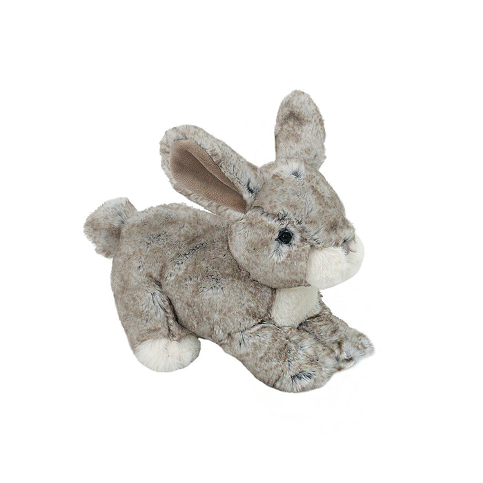 Grey and white stuffed bunny.