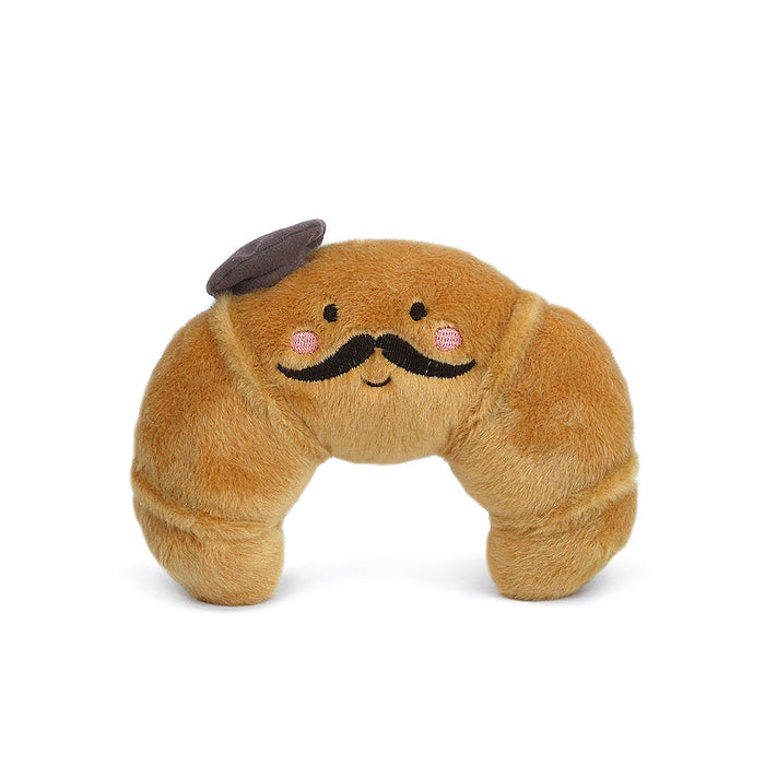 Stuffed croissant with mustache and beret.