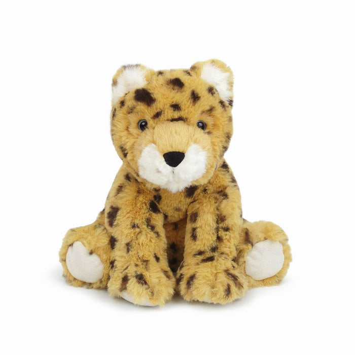 Stuffed plush leopard sitting.