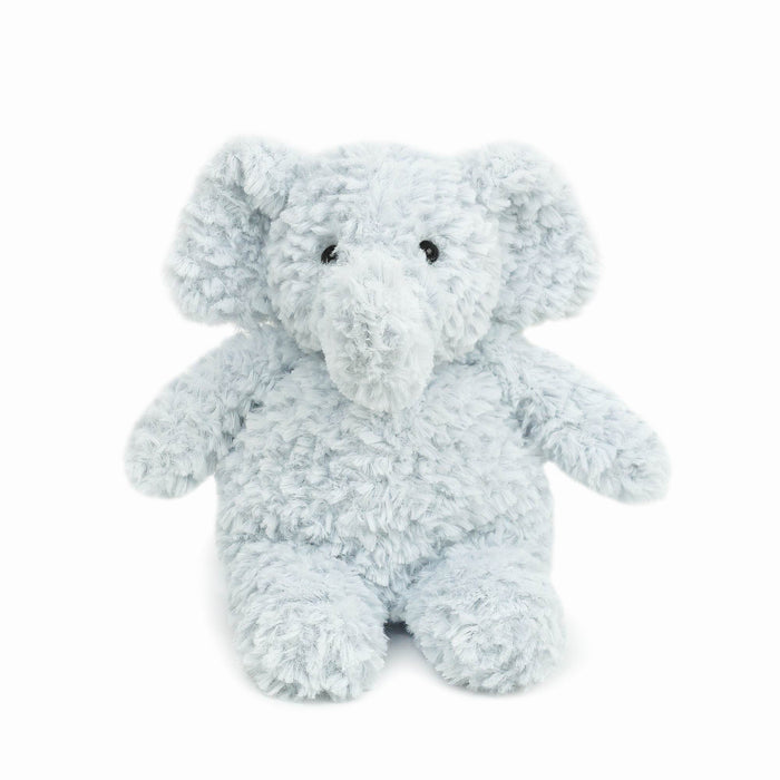 A light blue stuffed elephant.