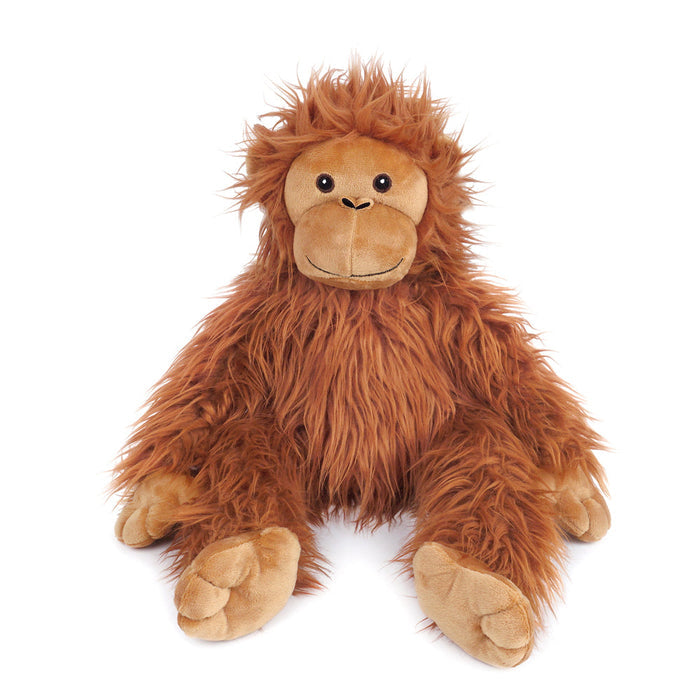 Brown plush orangutan toy.
