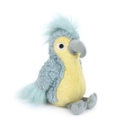 Plush toy parrot, blue and yellow.