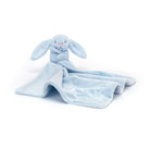 Blue plush bunny comfort blanket.