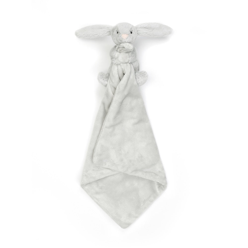 Gray plush bunny security blanket.