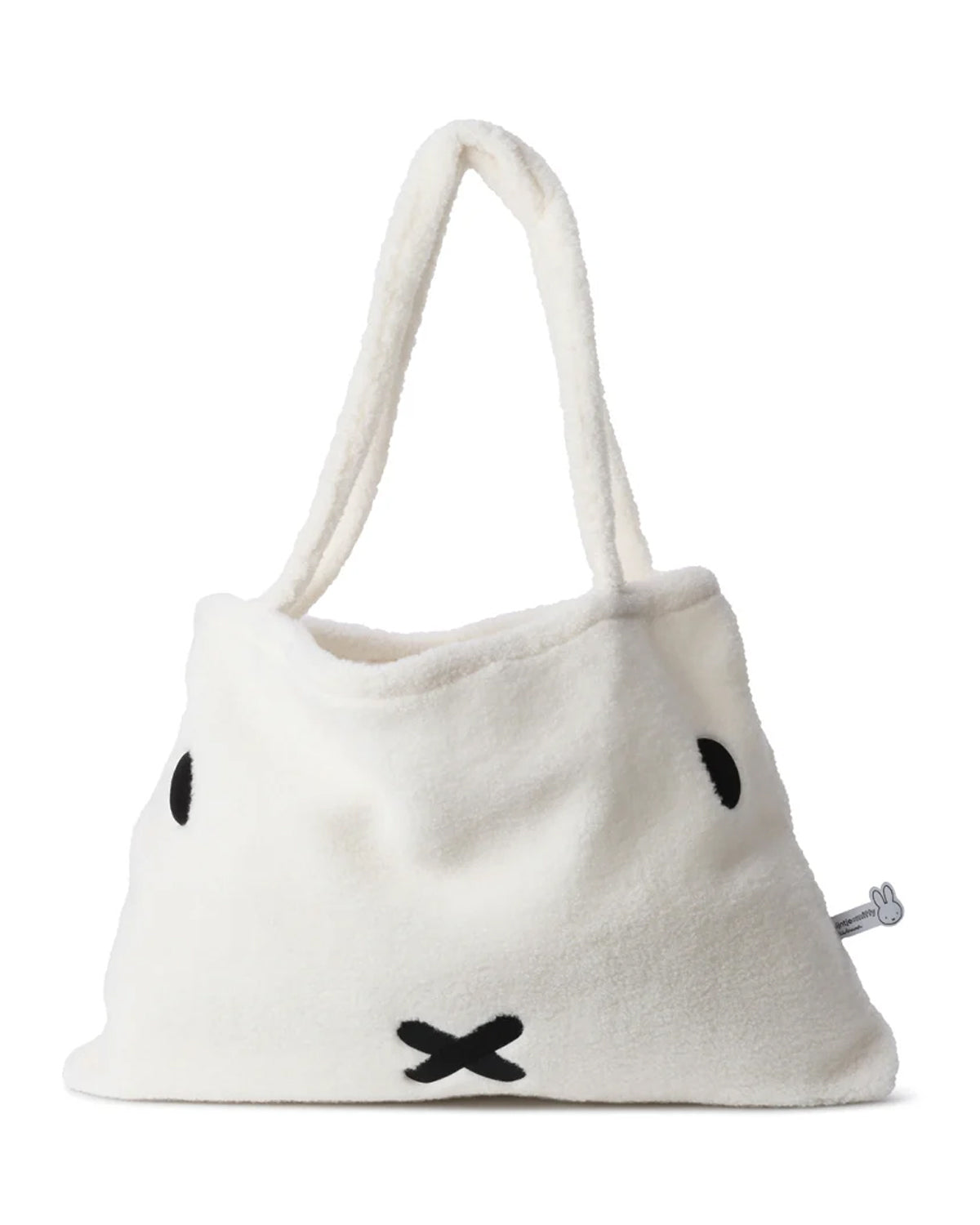 White plush Miffy character tote bag.