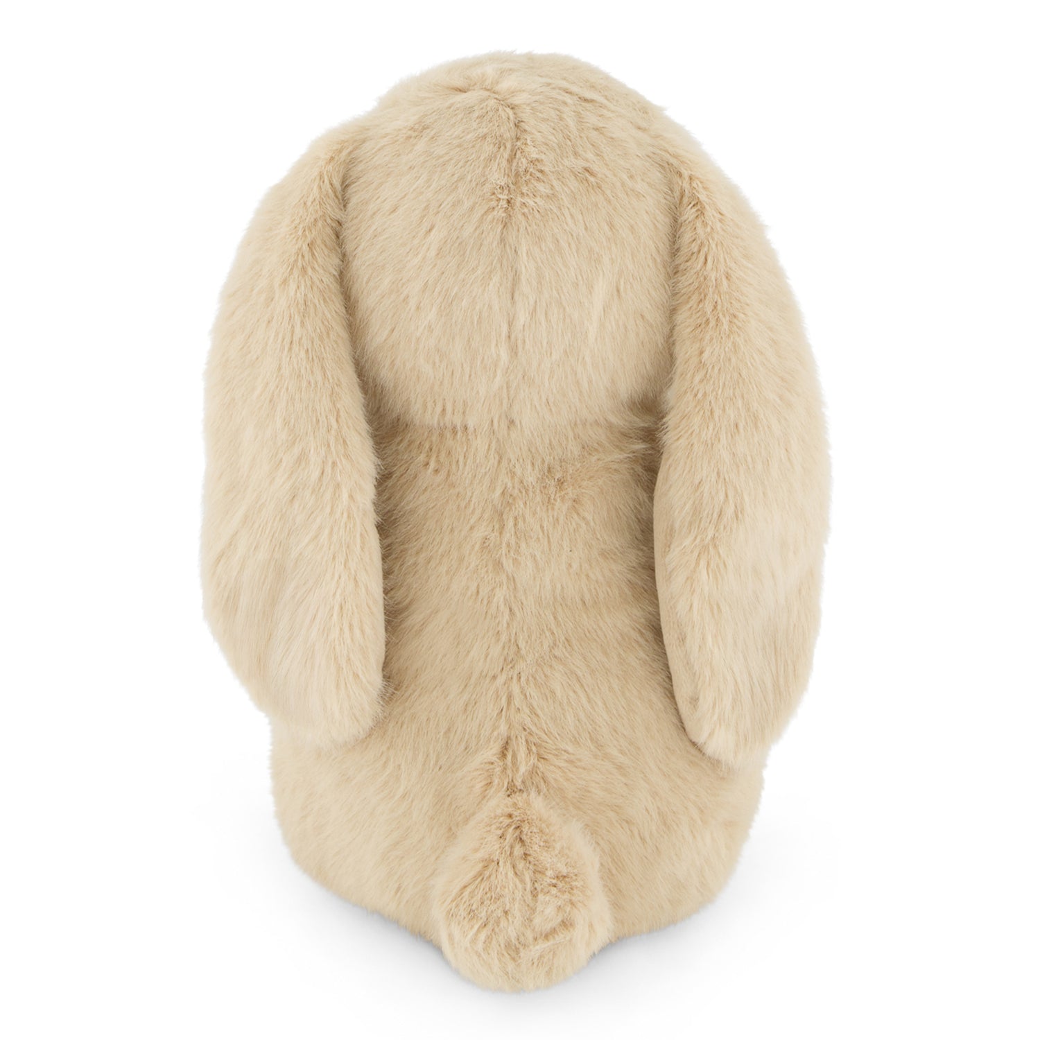 Beige plush bunny ear pillow on a white background