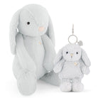 Two fluffy grey bunny plushies.