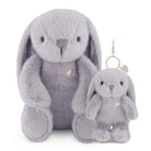 Large and small Snuggle Bunnies penelope plush bunny toys with a keychain on a white background