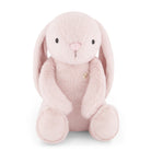 Pink plush bunny sitting.