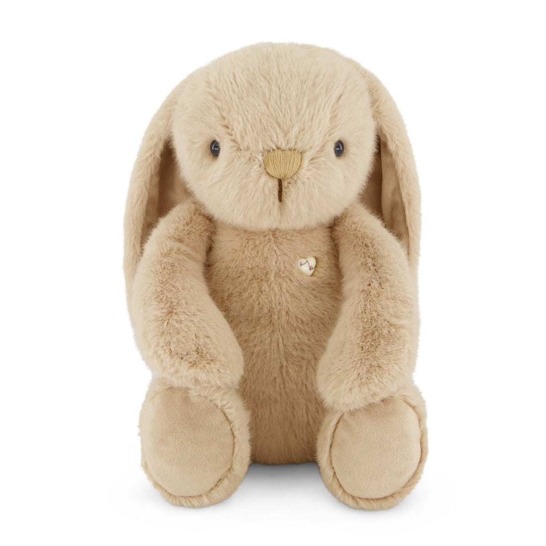 Tan stuffed bunny sitting.