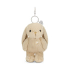 Tan plush bunny keychain.