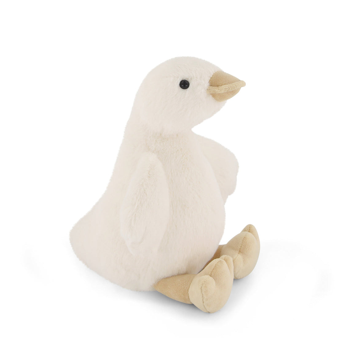 A plush, off-white duck sitting upright.