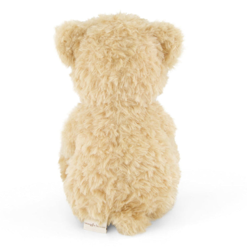 Back of a tan teddy bear.