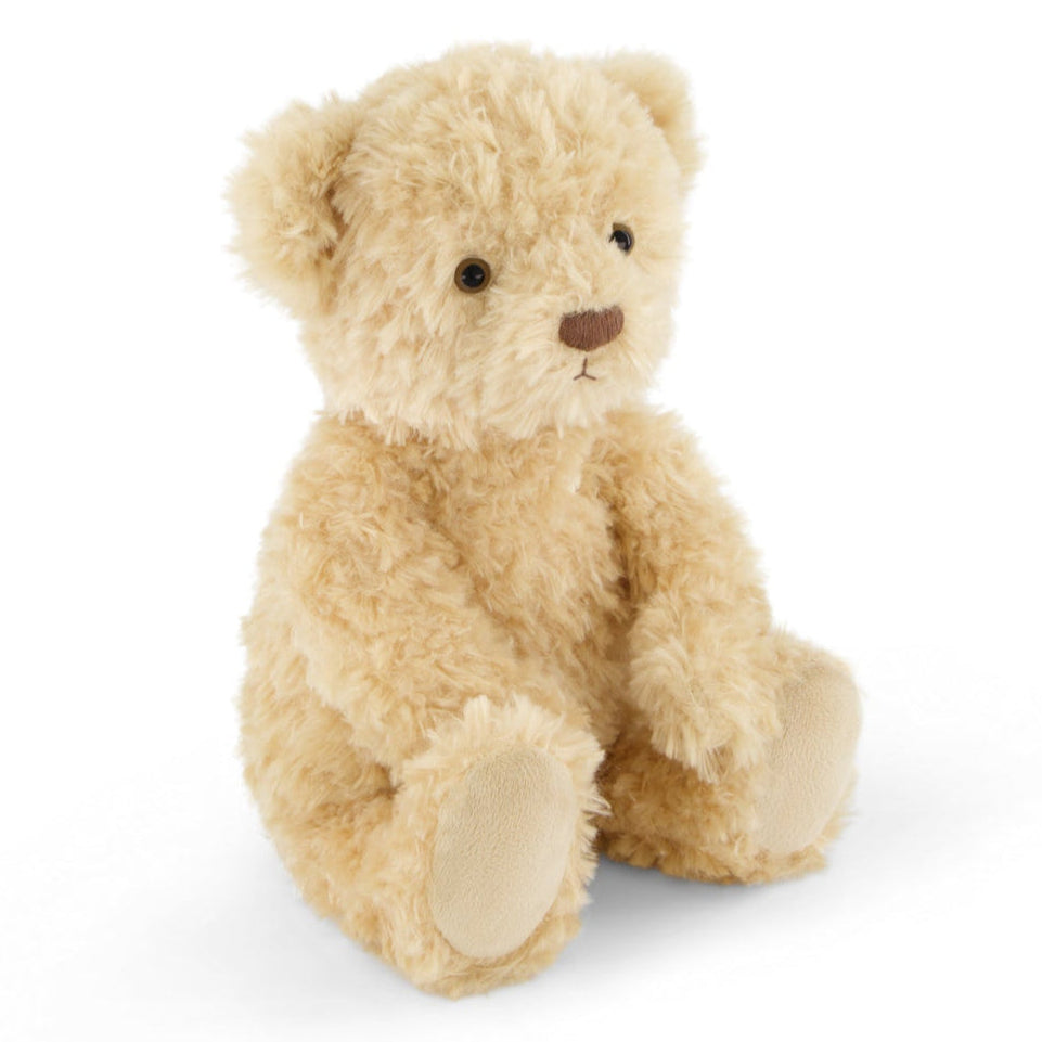 Tan teddy bear sitting.