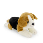 Stuffed beagle dog lying down.